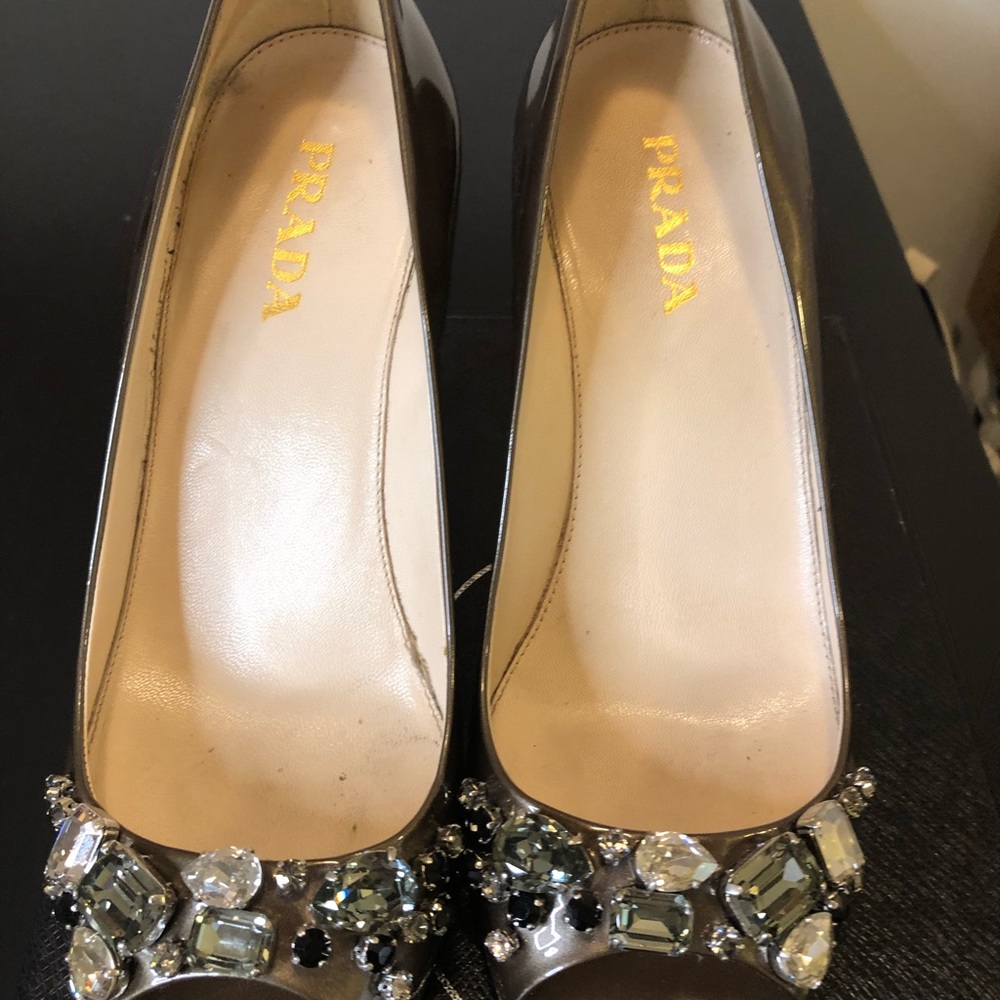 PRADA pump couture taupe with rhinestones ✨ - Picture 2 of 12